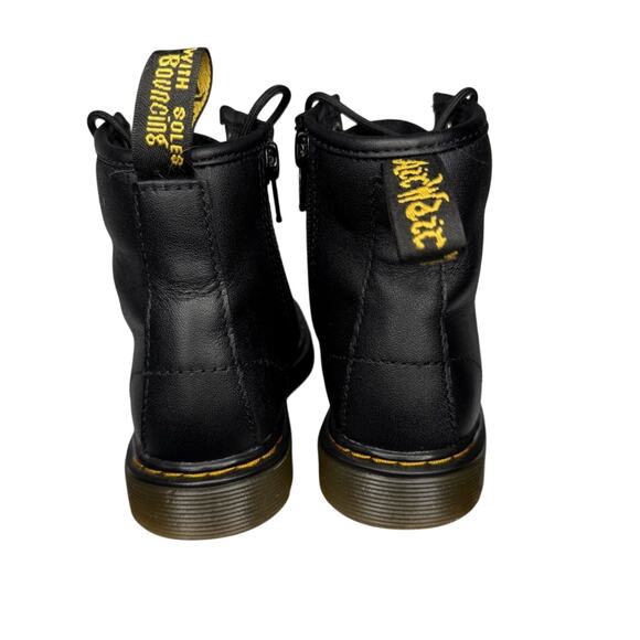 DR. MARTENS Jr. 1460 Black Softy Leather Lace Up & Side Zip Classic Iconic Boots - Picture 4 of 13